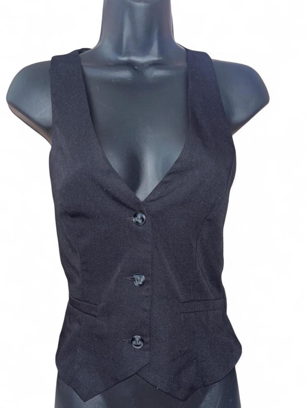 Women's Black Tailored Button Vest - Brand Unspecified